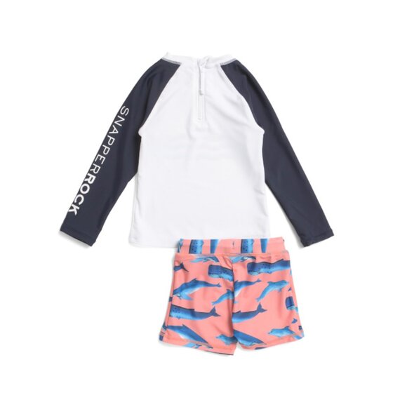 SNAPPER ROCK Peach Infant And Toddler Boys 2pc Whale Tail Rash Guard Set - Picture 2 of 2